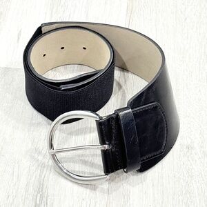 Women’s Wide Black Belt w/Stretch Fabric Back L/XL